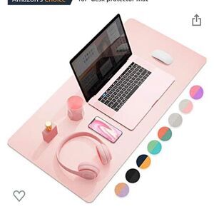 Skrebbo Real Leather Desk Pad Mat 31.5 X 15.7 Pink & Orange